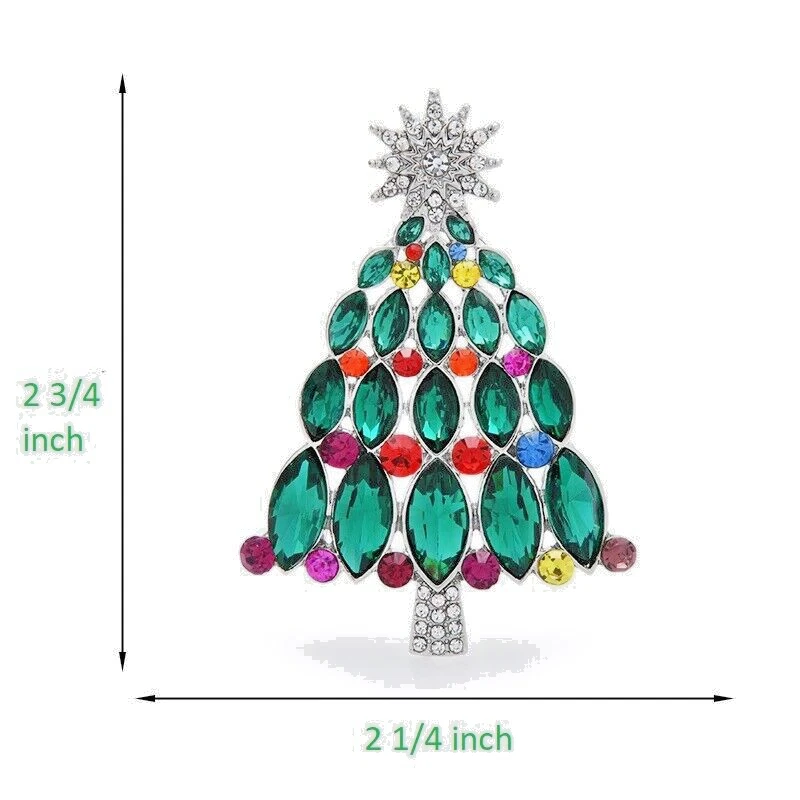 Broche prendedor colorido árbol de Navidad con estrás de cristal estrella y bolsa dorada VIDEO Foto 4 de 4