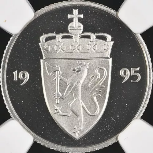 NORWAY. 1995, 50 Ore - NGC PF69 - Top Pop 🥇 Olav V, Crowned Shield