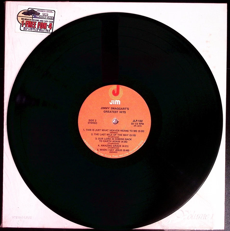 JIMMY SWAGGART JIMMY SWAGGART'S GREATEST HITS VOLUME 1 EXC VINYL LP 213-87 - Image 4 of 4