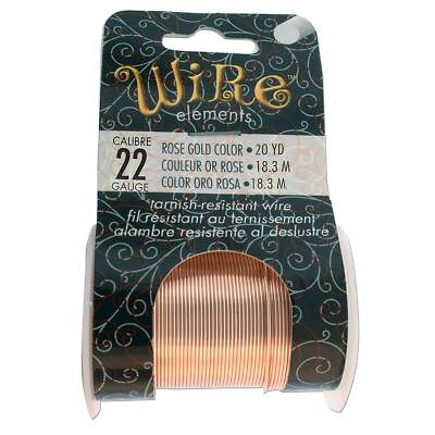 Rose Gold BeadSmith Craft Wire, 22 Gauge Tarnish Resistant Wire Elements - 20 YD