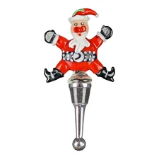 LSArts Hand Blown Glass Santa Claus Christmas Wine Bottle Stopper