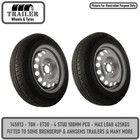 Trailer Wheel Rim  Tyre 145R13 4 x 100mm PCD Silver Brenderup Annsem x2