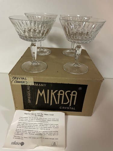 8 Mikasa Crystal Tall Sherbert Dessert, Spielgelau GERMAN 5.25” NEW - 第 1/5 張圖片
