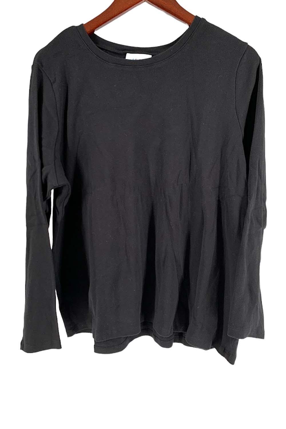 Топ с круглым вырезом и длинными рукавами от Denim & Co., черный