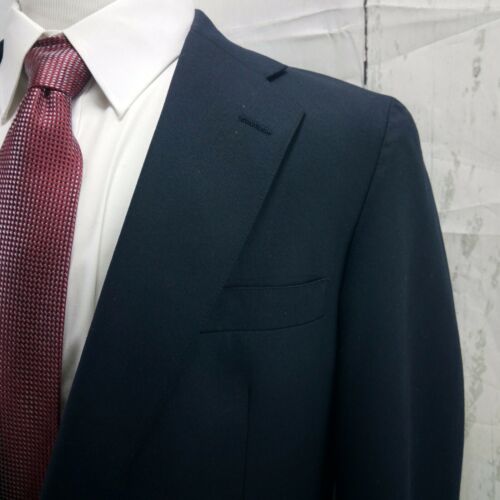 Haspel 42L 2 Gold Button Navy Blue Suit Blazer Sport Coat - Picture 2 of 12