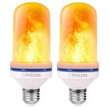 2x Omicoo E26 E27 LED Flame Effect Fire Bulb Flickering Atmosphere Light 3 Modes