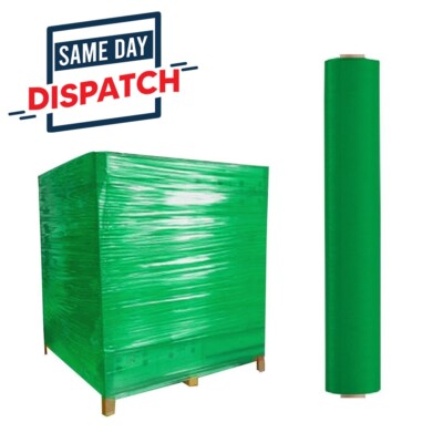 12 Palettenschrumpf Wickelrolle grün Stretch Klebefolie 500mm x 250m 20 mu