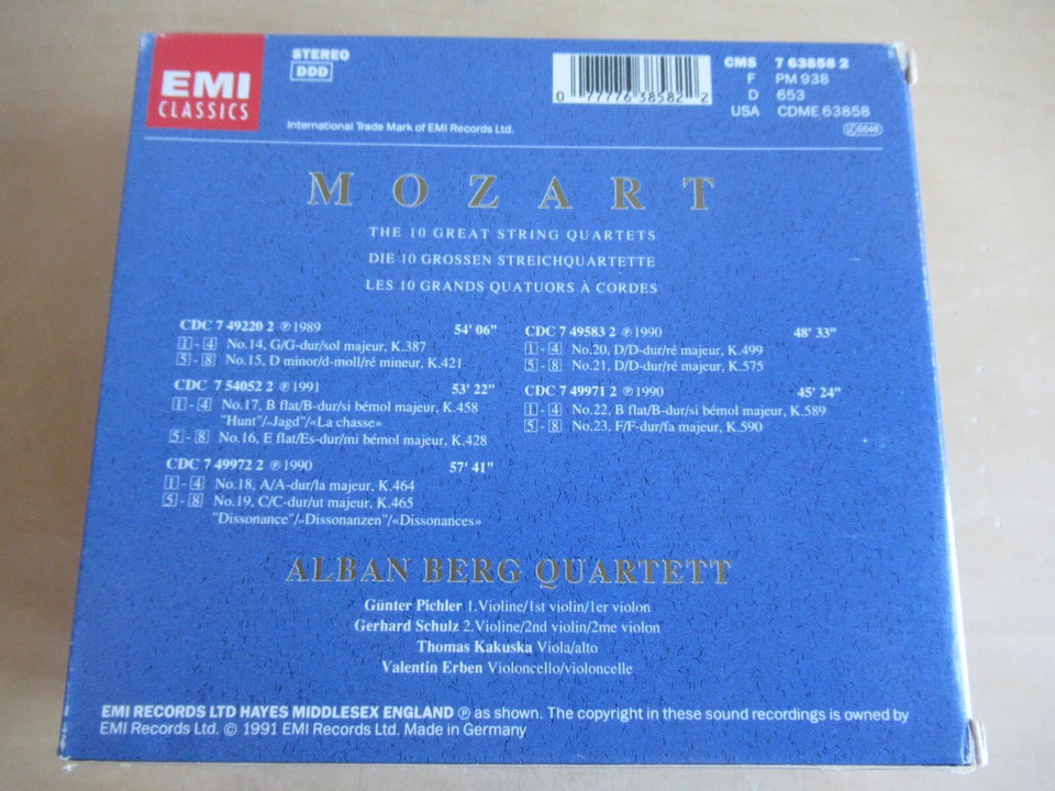 Mozart-Die 10 Großen Streichquartette-Alban Berg Quartett-5er Emi CD Box-CD´s NM - Bild 2 von 4
