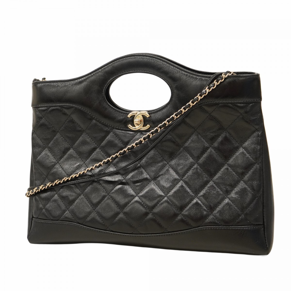 Chanel Matelasse Chain Shoulder Bag 31 Calfskin Champagne Gold 221582