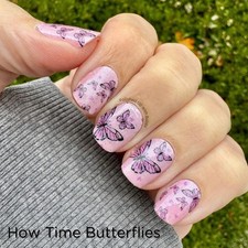 Color Street Nail Polish Strips HOW TIME BUTTERFLIES Valentine's Pink Glitter