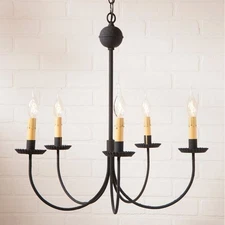Irvins Tinware 5-Arm Large Westford Chandelier in Textured Black