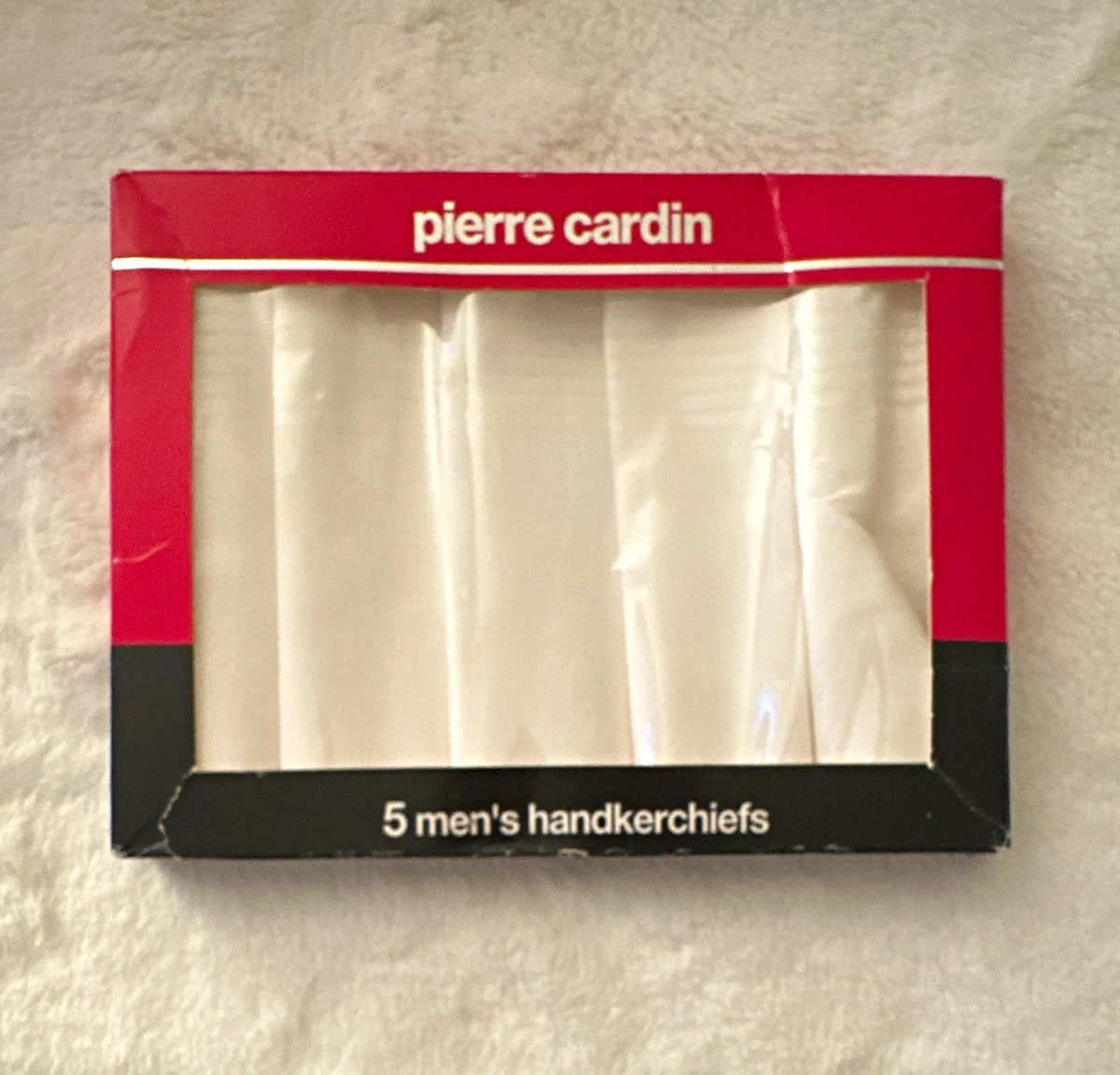 Pierre Cardin Men's Cotton Handkerchiefs Plain Solid White 5-Piece Set