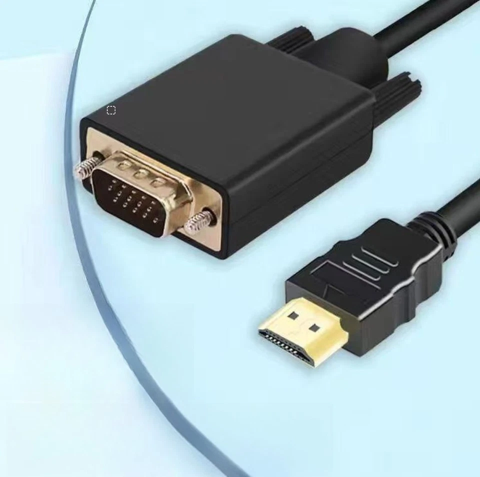 1,8m HDMI VGA Kabel Adapter Stecker FullHD 1080p PC Monitor Computer Vergoldet - Bild 3 von 4