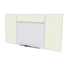 Pemberly Row Vinyl 4' x 12' Bulletin  Magnetic Whiteboard Set-E in Ivory