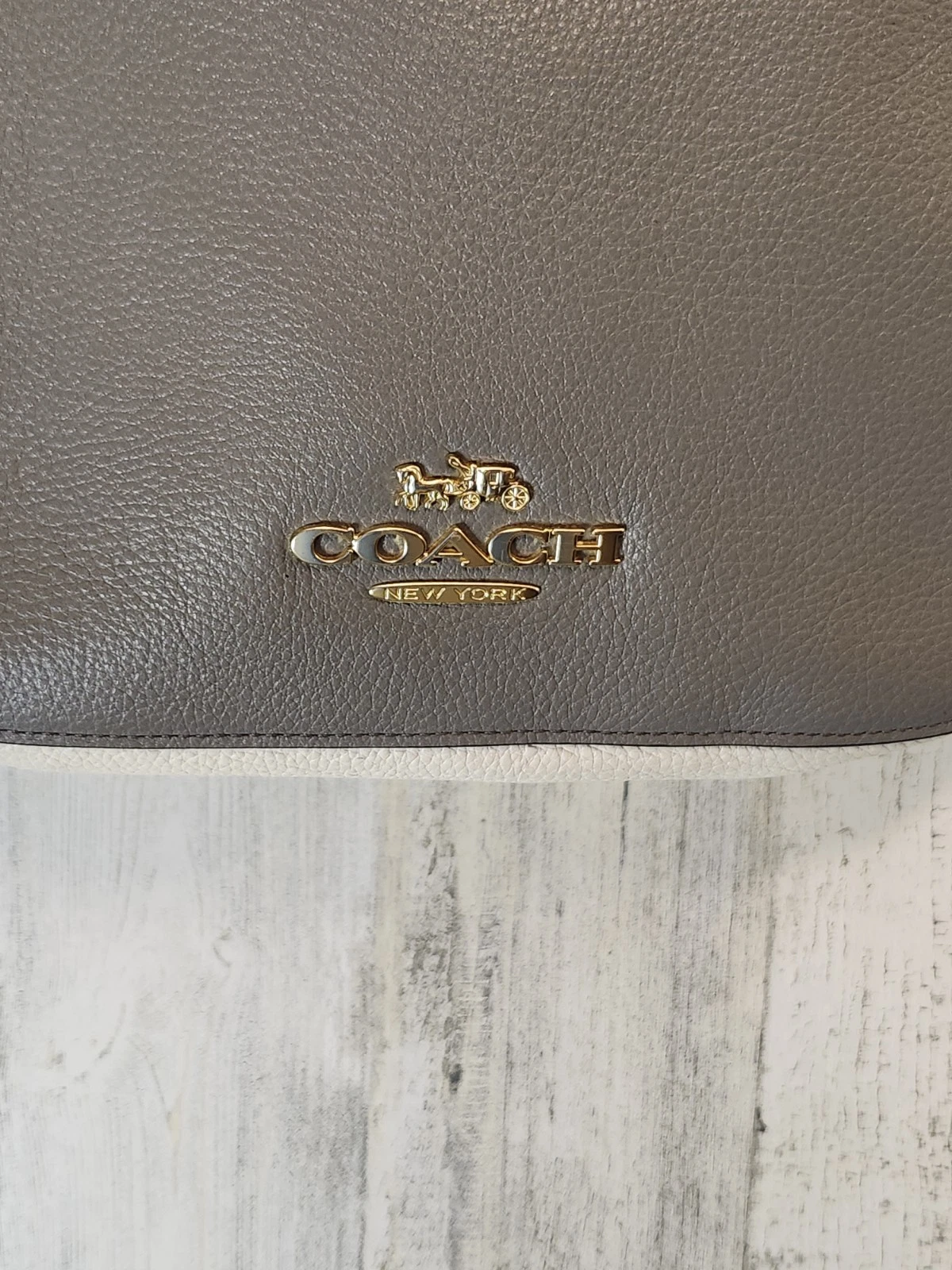 Borsa a tracolla Coach F76697 Jes Colorblock Hobo Heather grigio bianco pelle ciottolata