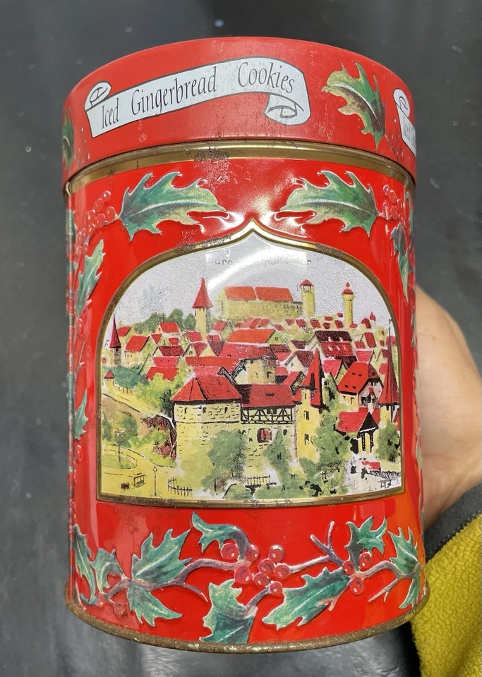 Lata musical vintage Lambertz, toca melodía navideña, hecha en Alemania Foto 3 de 4