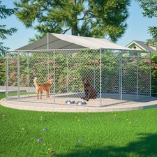 Large Dog Kennel Outdoor with Roof Heavy Duty Dog Enclosure Outside Pet Fence