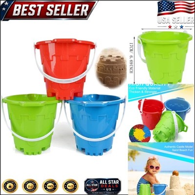Eco-Friendly 3PC Jumbo Sand Buckets - Fun Castle Buckets for Outdoor Adventures