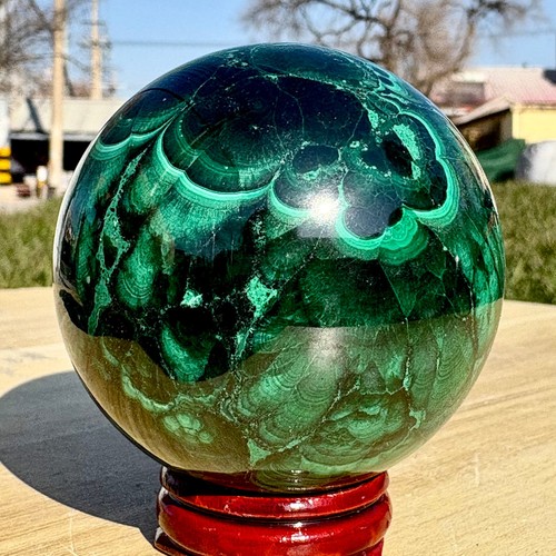 1.22LB Rare Natural Malachite quartz hand Carved sphere Crystal Healing - 第 4/16 張圖片
