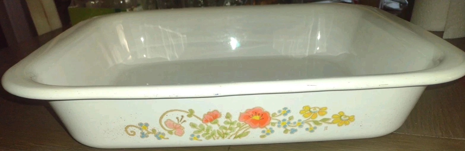 Vintage Corning Ware A-21 Wildflower Roaster Casserole Lasagna Oven Baking Dish