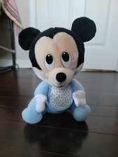 Vtg Disney Babies 1986 Plush Mickey Mouse w Blue Bib Playskool Hasbro Softies