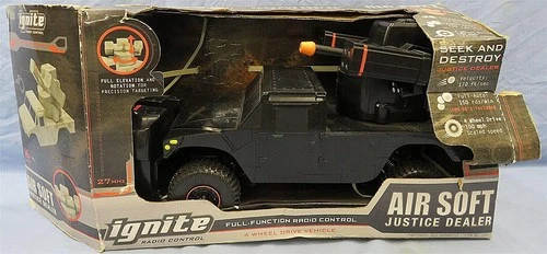 NEW IGNITE AIRSOFT JUSTICE DEALER BLACK 4X4 RC TURRET MOUNTED MILITARY HUMMER