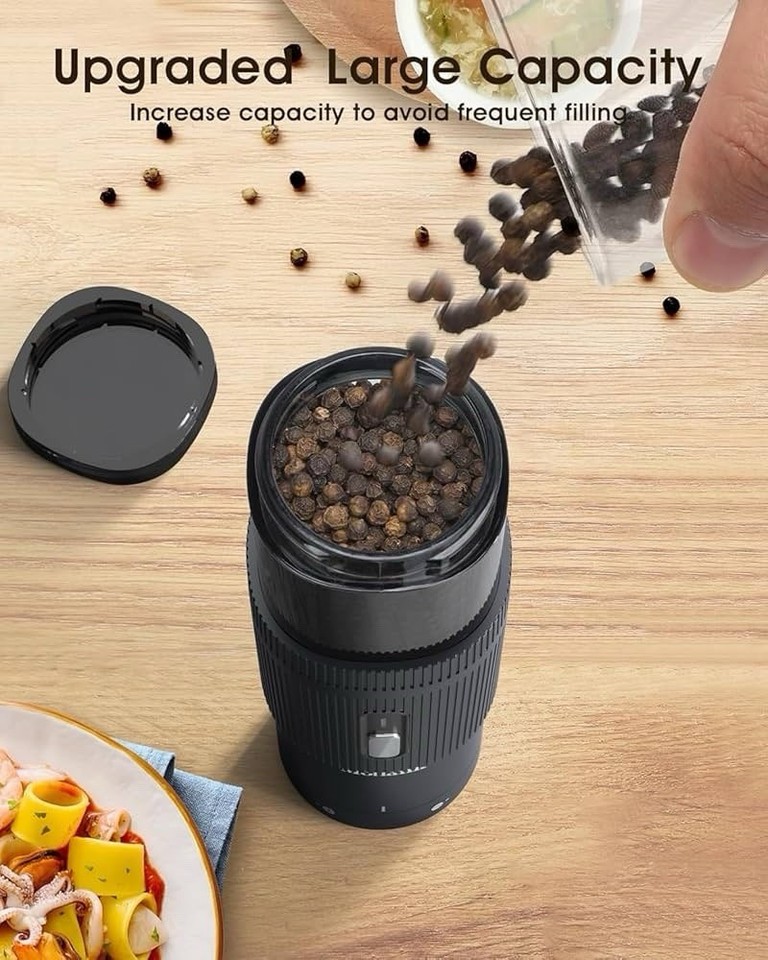 2PCS Electric Salt and Pepper Grinder Set Automatic Grinder w ...