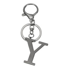 Initial Letter Keychain, Metal Alphabet Letter Y Keyring, Black