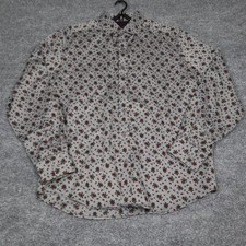 Robert Graham Long Sleeve Button Down Shirt Floral Roses Jacquard Mens Large