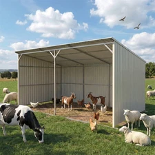 20x12FT Galvanized Steel Livestock Shed Building Farm Garden Shelter w/Skid Base