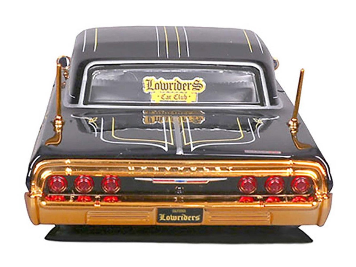 1964 Impala SS Lowrider ミニカー 1964 Chevrolet Impala SS Lowrider Black Metallic with Gold