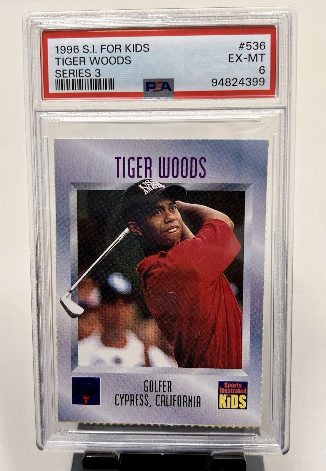 1996 Sports Illustrated for Kids Series 3 Tiger Woods #536 (RC) PSA 6 Rookie
