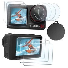 10PCS LCD Screen Protector with Silicone Lens Cap DJI Osmo Action 5 Pro