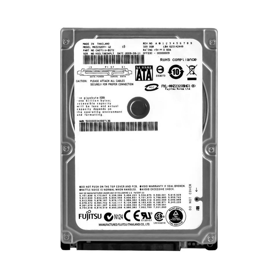 Disco Rigido Fujitsu MHZ2320BH 320GB 5.4K 8MB SATA II 2.5'' - Immagine 3 di 3