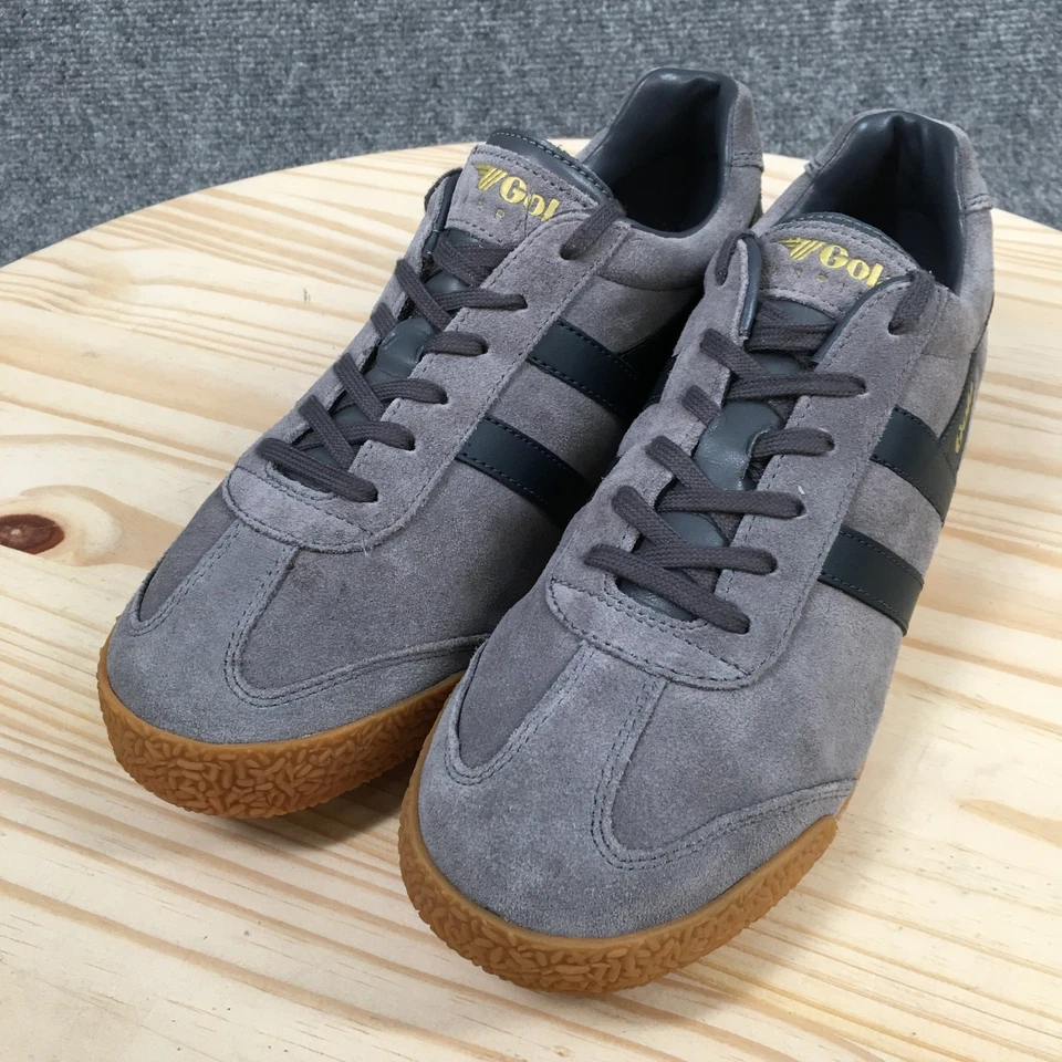 Gola Zapatos Para Hombres 9 Harrier Entrenadores Clásicos Tenis Gris Gamuza Con Cordones Parte Superior Baja Foto 3 de 4