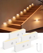 Motion Sensor Night Lights Indoor - Rechargeable Stick-On Stair Lights with W...