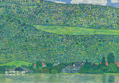 Hillside Village by the Lake Poster Valley Wandkunst - 16x12/20x16/24x18/36x24