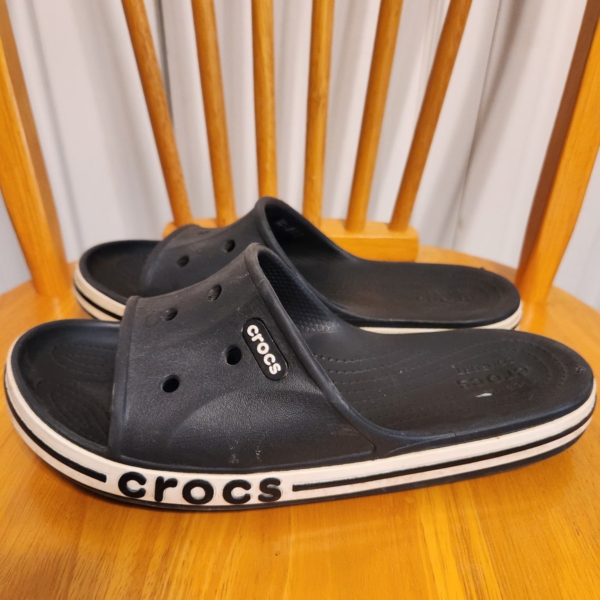 Crocs Bayaband Slide sandals M/8-W/10 Black White Unisex | eBay display picture 1