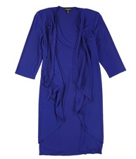 R M Richards Womens Draped Open Front Jacket, Blue, Petite, 10P
