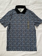 All in Motion Men's S Small Polo Shirt Textured Blue Floral Print New