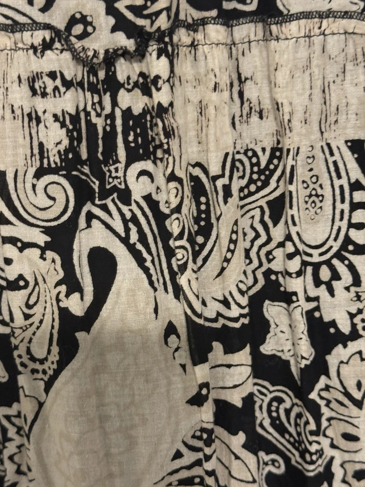 Falda de algodón Style and Co. para mujer talla OX BoHo acampanada blanca/negro/bronceada Foto 2 de 4