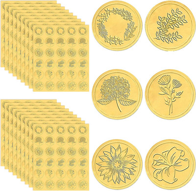 Gersoniel 540 Pcs Wedding Gold Wax Seals Stickers Embossed Envelope Gold Foil Se