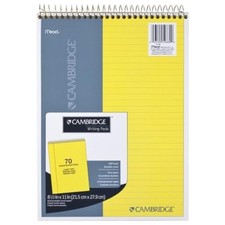 Cambridge 59880 Stiff Back Wire Bound Notebook, Wide Rule, 8 1/2 x 11, Canary...