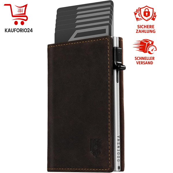 GeldböRse Herren Slim Wallet Mit MüNzfach Rfid Schutz Magnetverschluss Braun-image