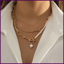 Gold Color Multiple Styles Imitation Pearl Necklace for Women
