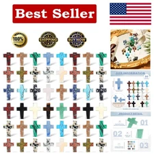 50 Multi-Colored Cross Crystal Charms - Natural Quartz for DIY Jewelry