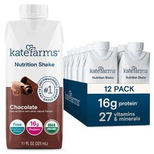 KATE FARMS Organic Nutrition Shake, Chocolate, Protein Shake, 11 oz 12 Pack 
