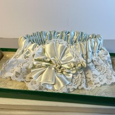 Vintage Heironimus Bridal Wedding Garter White Satin Lace Floral Original Box