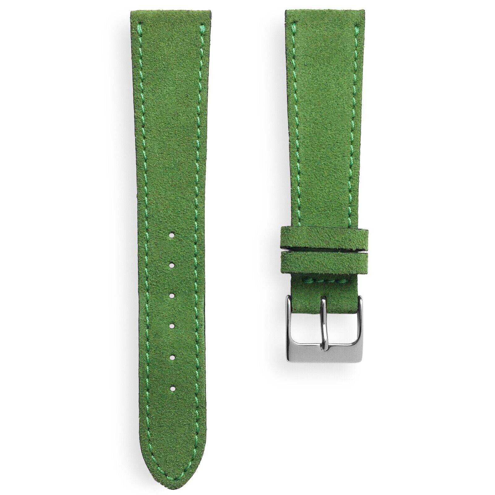 20mm Green Suede German Calf Leather Watch Band Strap with Matching Stitch