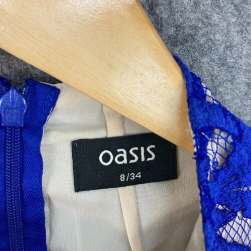Oasis Womens Dress Size 8 Blue Floral Lace Sleeveless Lined Zip Party 43108 - Picture 5 of 12